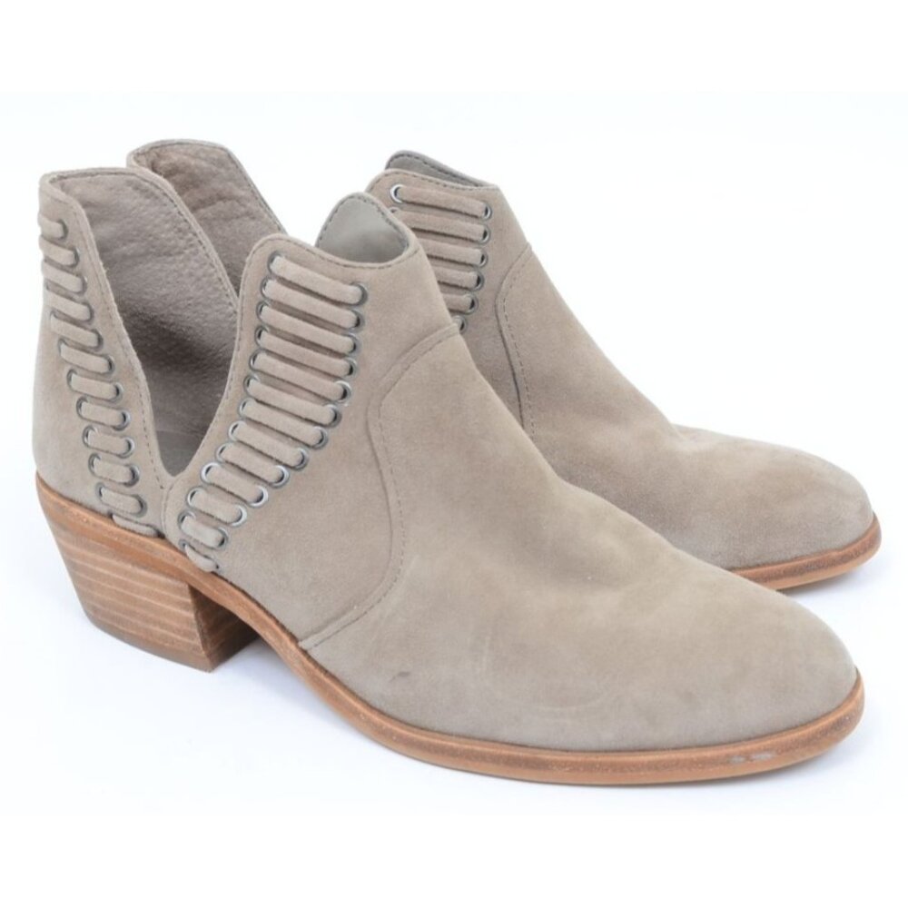 Vince Camuto Pevista Leather Ankle Bootie Gray Cut-Out Womens 5.5 Festival Boot